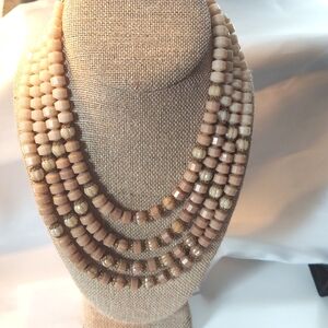 West‎ Germany Necklace 4 Strands with Ombre Cream Tan Beading